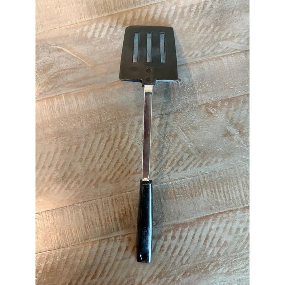 Vintage Ekco USA Slotted Spatula Turner Black Handle Stainless Steel 12" - Picture 2 of 7